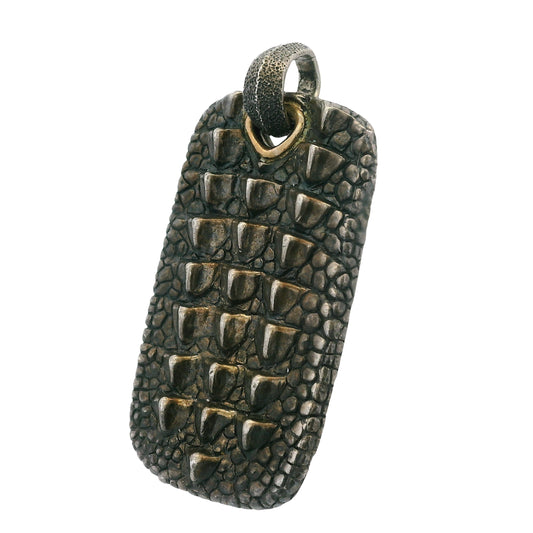 David Yurman 18k Gold and Sterling Silver Alligator Dog Tag Pendant