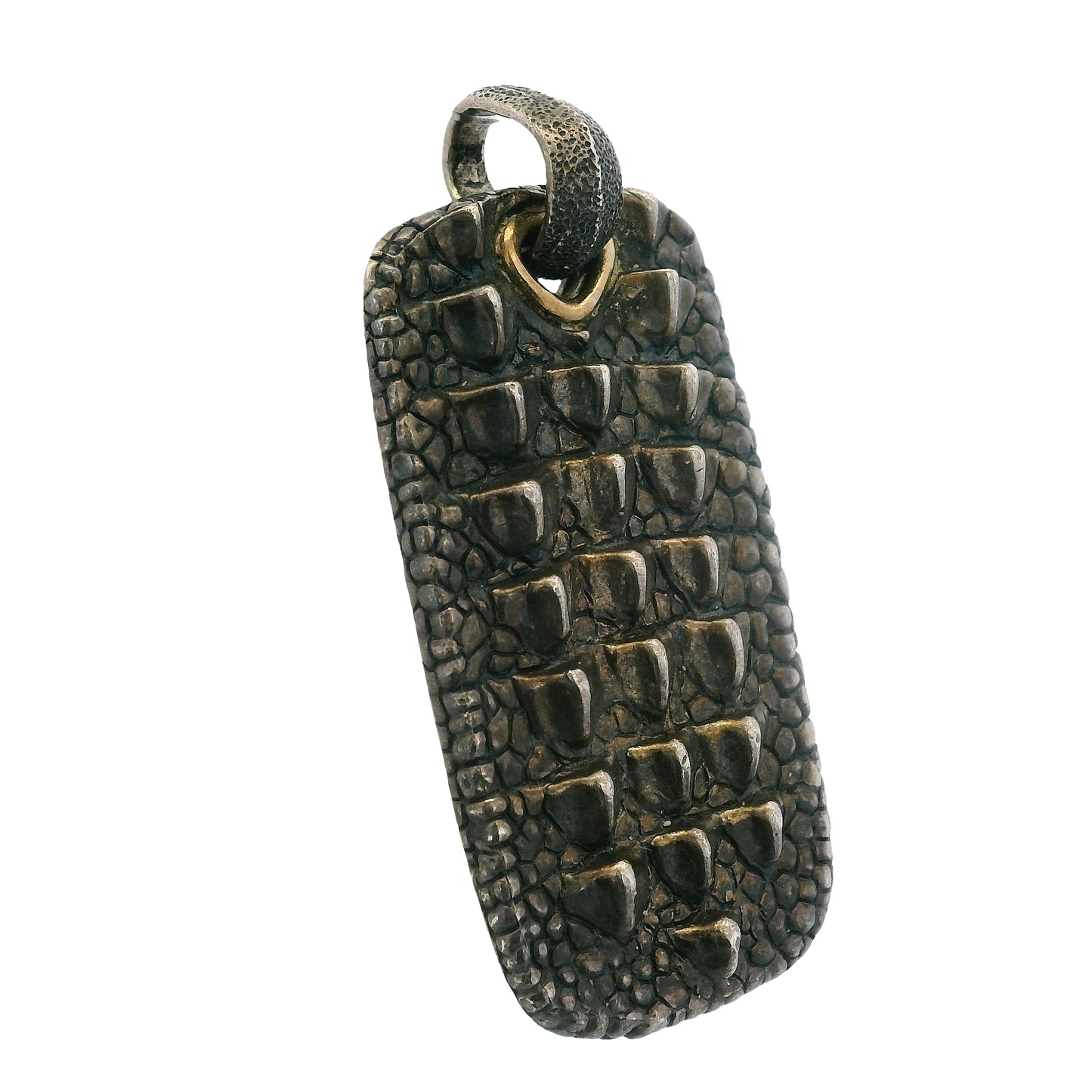 David Yurman 18k Gold and Sterling Silver Alligator Dog Tag Pendant