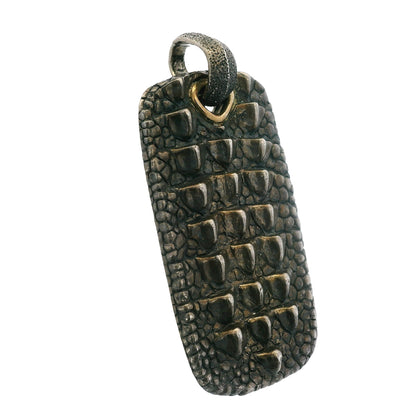 David Yurman 18k Gold and Sterling Silver Alligator Dog Tag Pendant