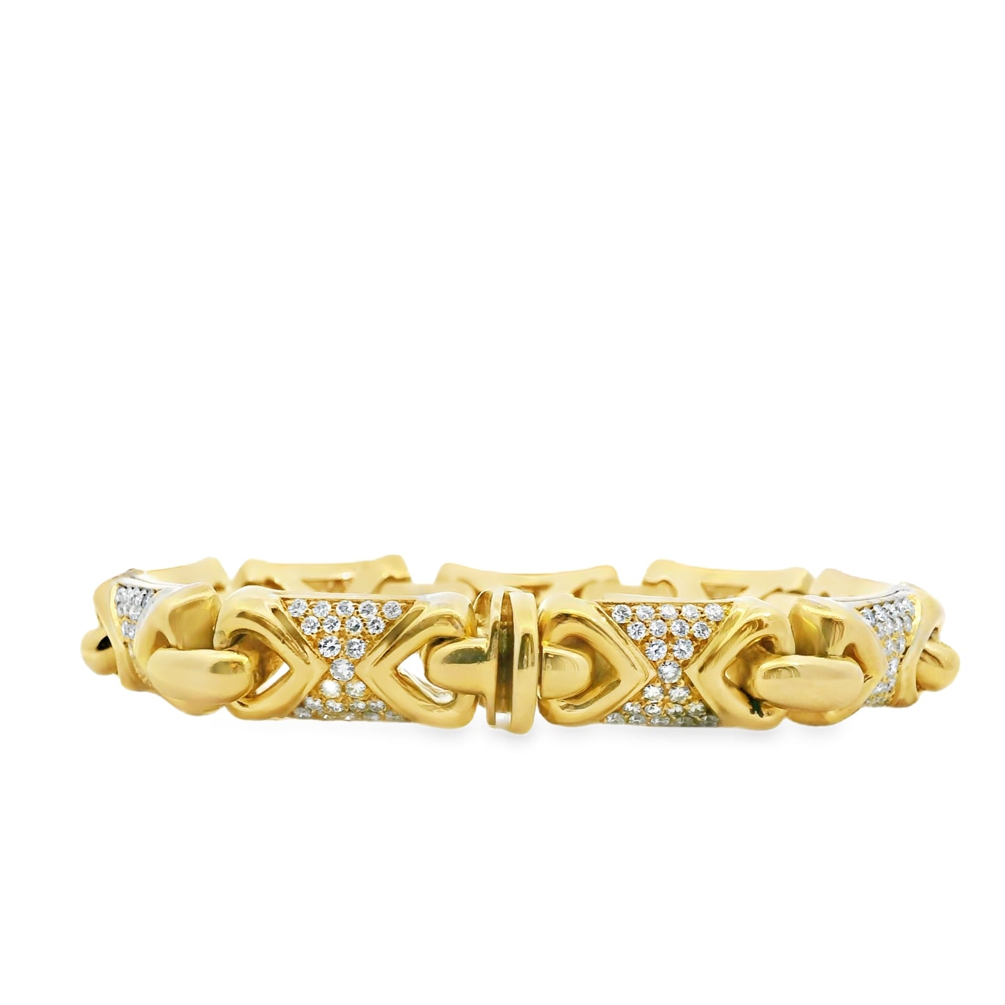 18k Yellow Gold Bvlgari Parentesi Diamond Set Linked Bracelet