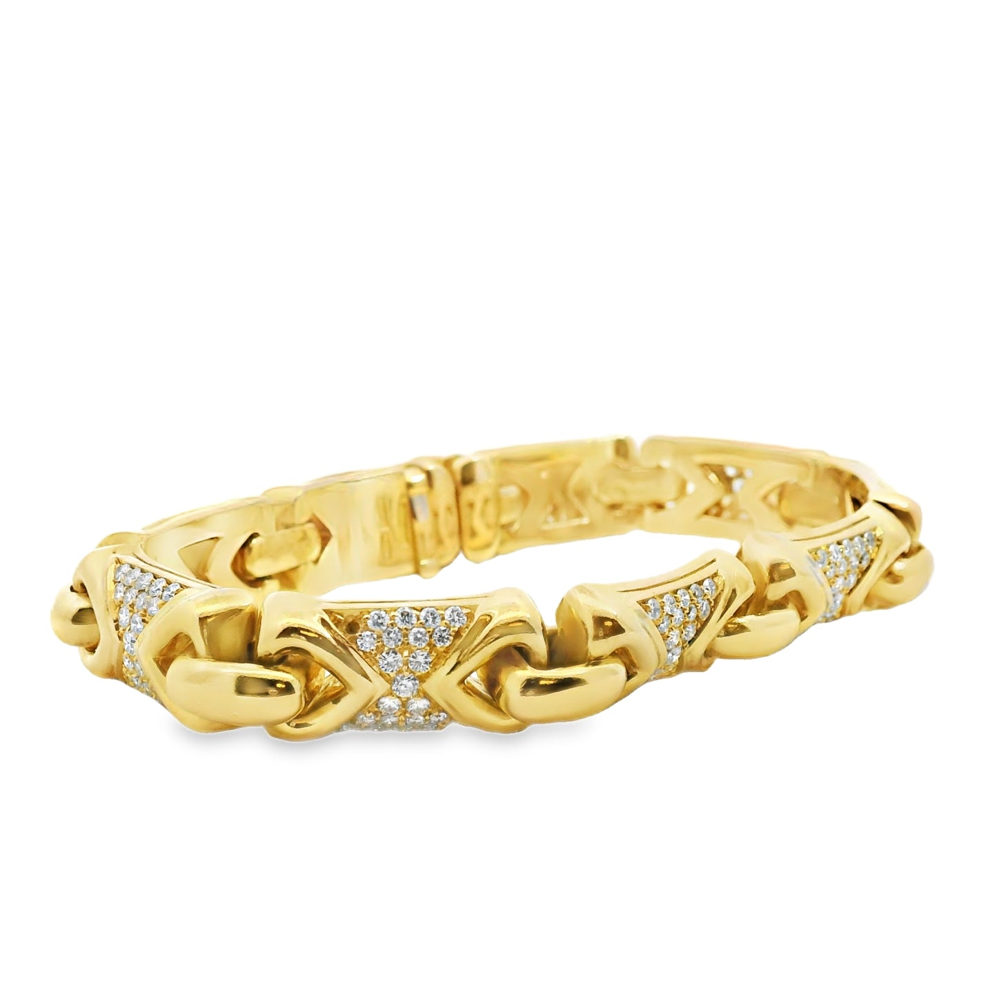18k Yellow Gold Bvlgari Parentesi Diamond Set Linked Bracelet