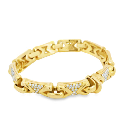 18k Yellow Gold Bvlgari Parentesi Diamond Set Linked Bracelet