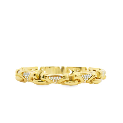 18k Yellow Gold Bvlgari Parentesi Diamond Set Linked Bracelet