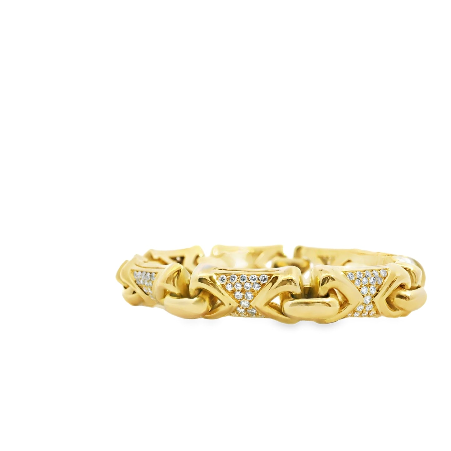 18k Yellow Gold Bvlgari Parentesi Diamond Set Linked Bracelet