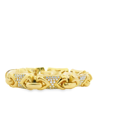 18k Yellow Gold Bvlgari Parentesi Diamond Set Linked Bracelet