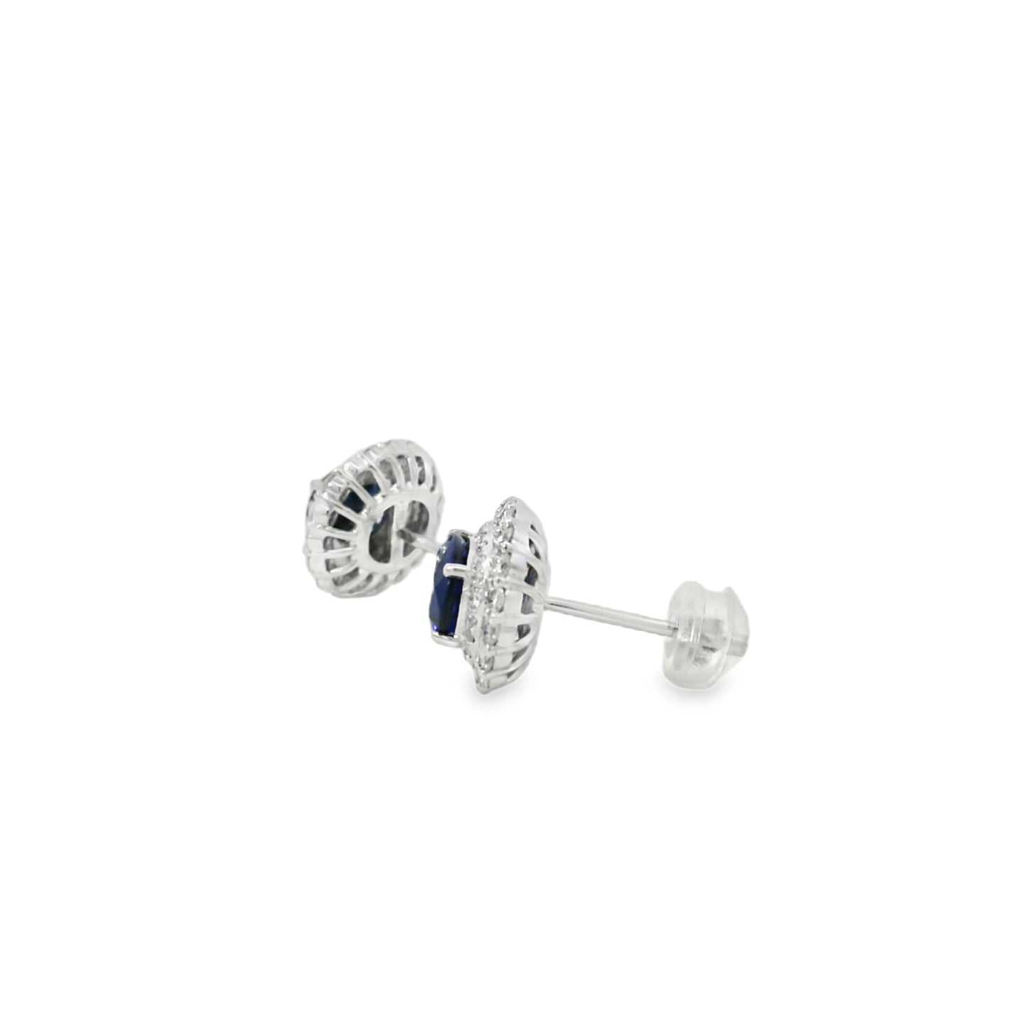Platinum 1.94ct Sapphire and 0.68ct Round Brilliant Diamond Earrings
