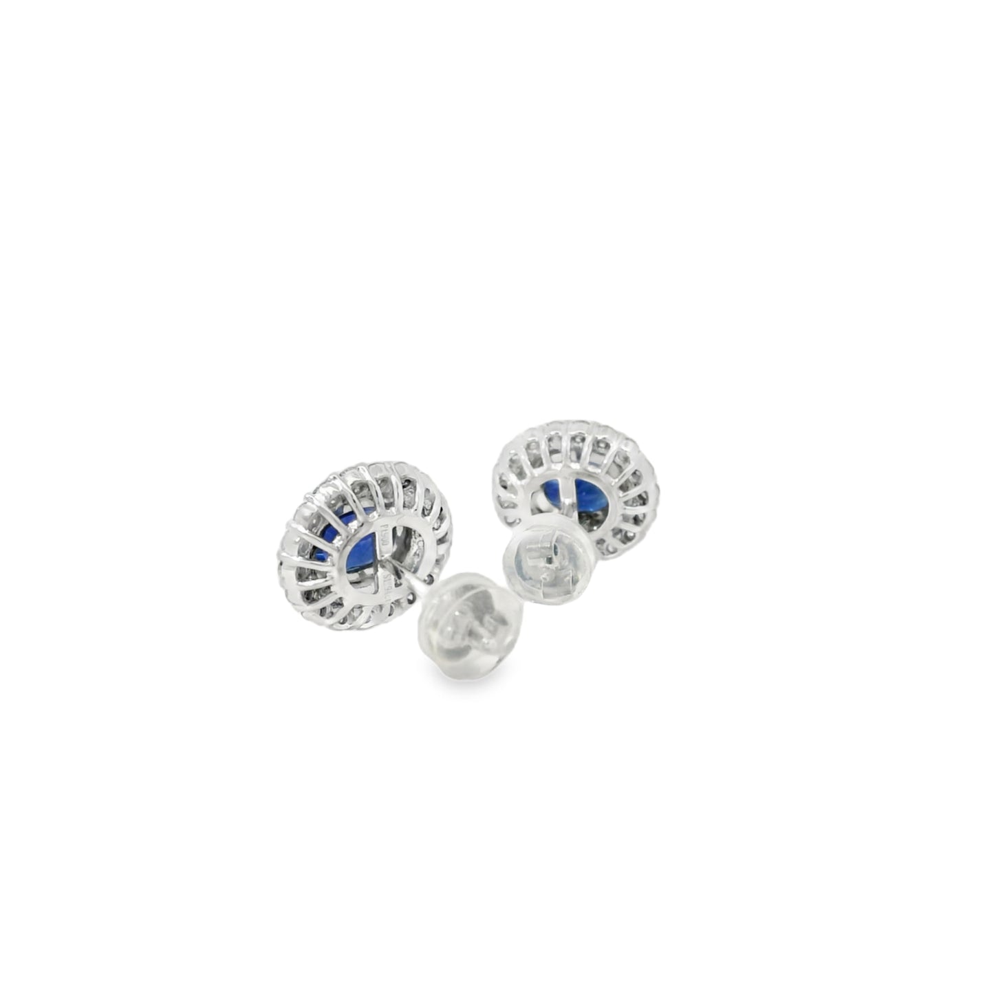 Platinum 1.94ct Sapphire and 0.68ct Round Brilliant Diamond Earrings