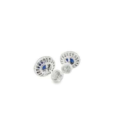 Platinum 1.94ct Sapphire and 0.68ct Round Brilliant Diamond Earrings