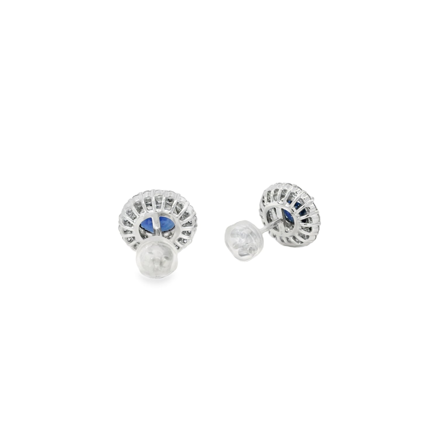 Platinum 1.94ct Sapphire and 0.68ct Round Brilliant Diamond Earrings