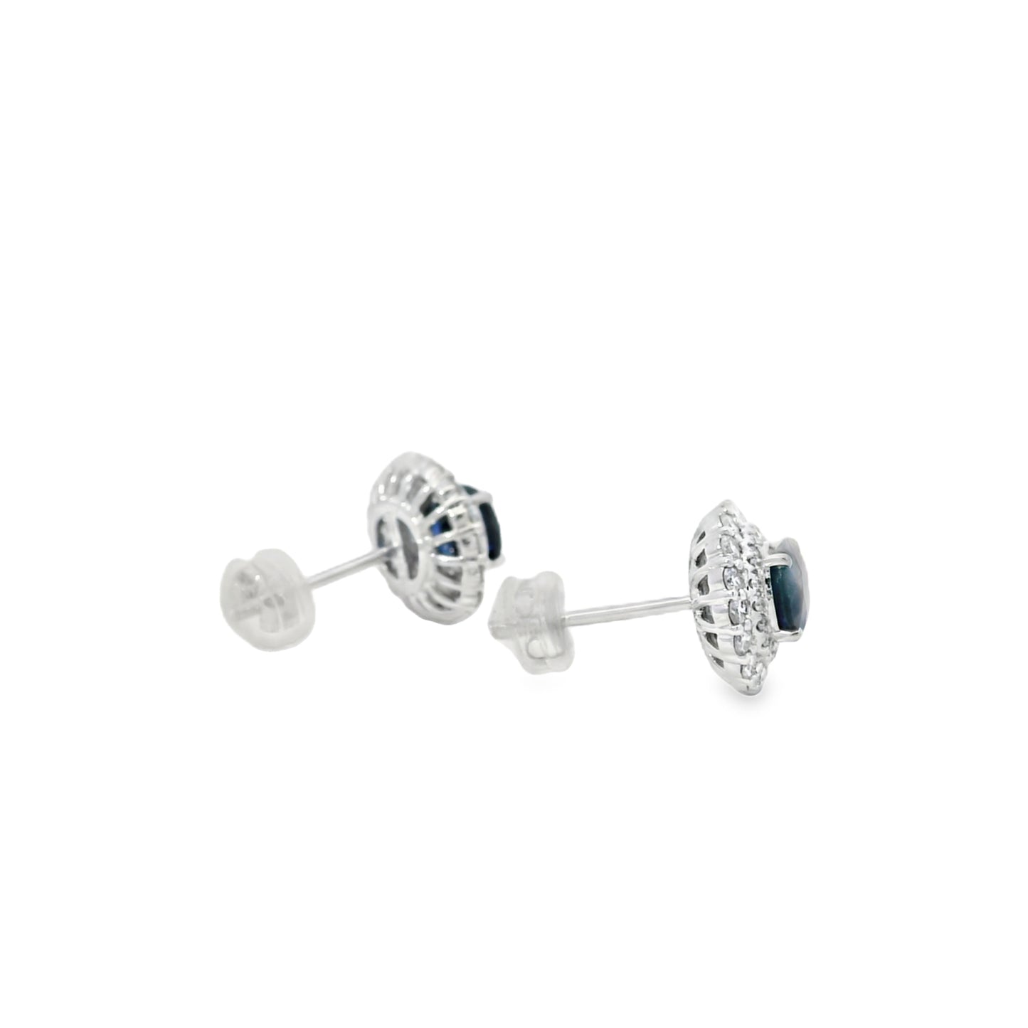 Platinum 1.94ct Sapphire and 0.68ct Round Brilliant Diamond Earrings