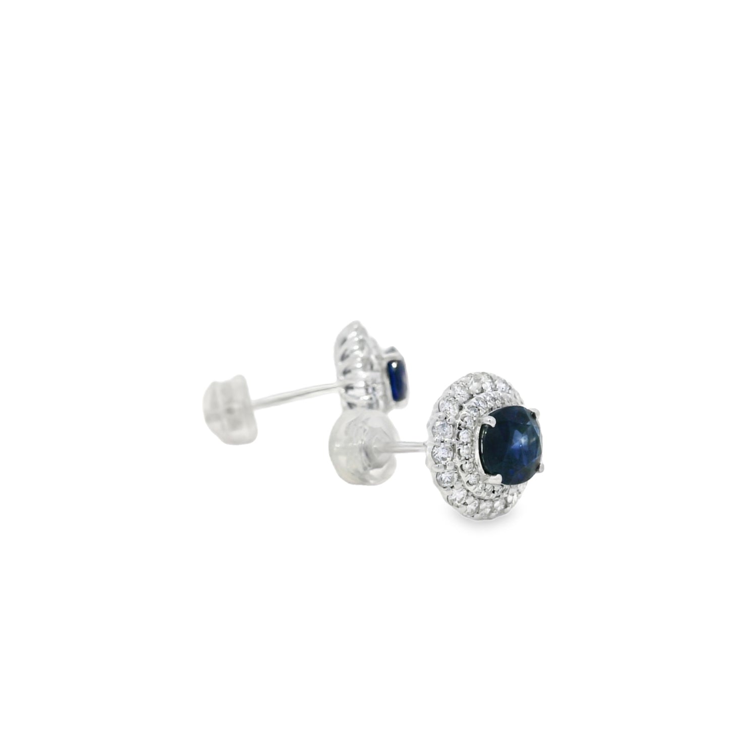 Platinum 1.94ct Sapphire and 0.68ct Round Brilliant Diamond Earrings