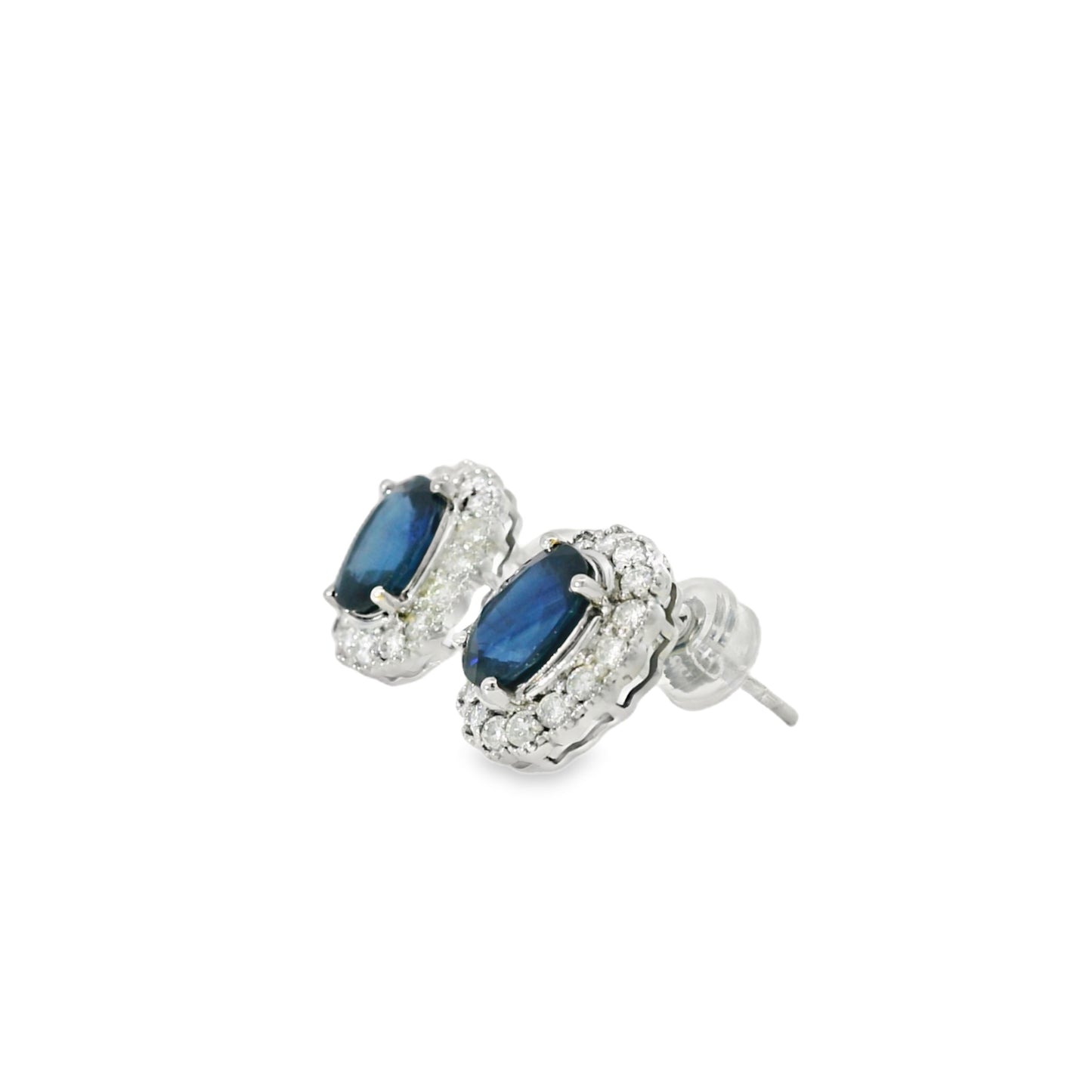 Platinum 2.64ct Sapphires and 0.57ct Round Brilliant Diamond Earrings