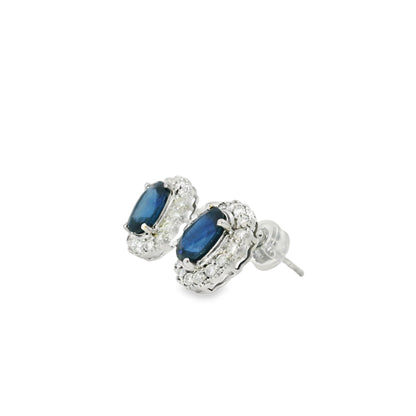 Platinum 2.64ct Sapphires and 0.57ct Round Brilliant Diamond Earrings