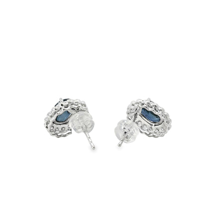 Platinum 2.64ct Sapphires and 0.57ct Round Brilliant Diamond Earrings