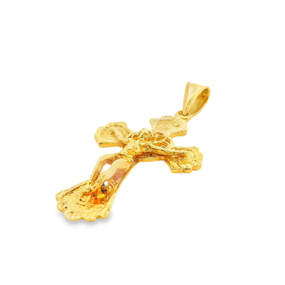 18k Yellow Gold Crucifix Jesus Christ Cross Pendant