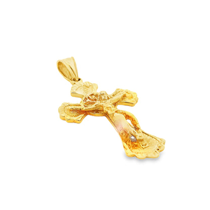 18k Yellow Gold Crucifix Jesus Christ Cross Pendant