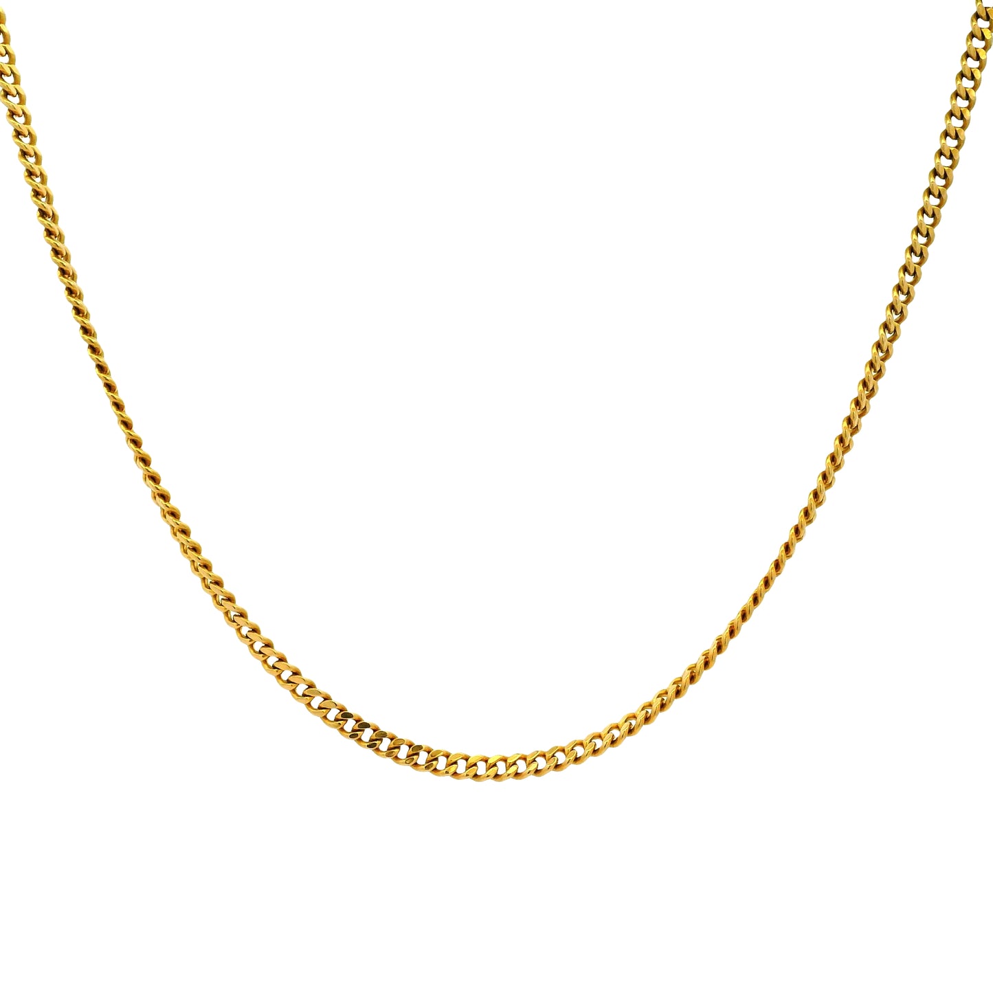 14k Yellow Gold 2mm Cuban Chain Necklace