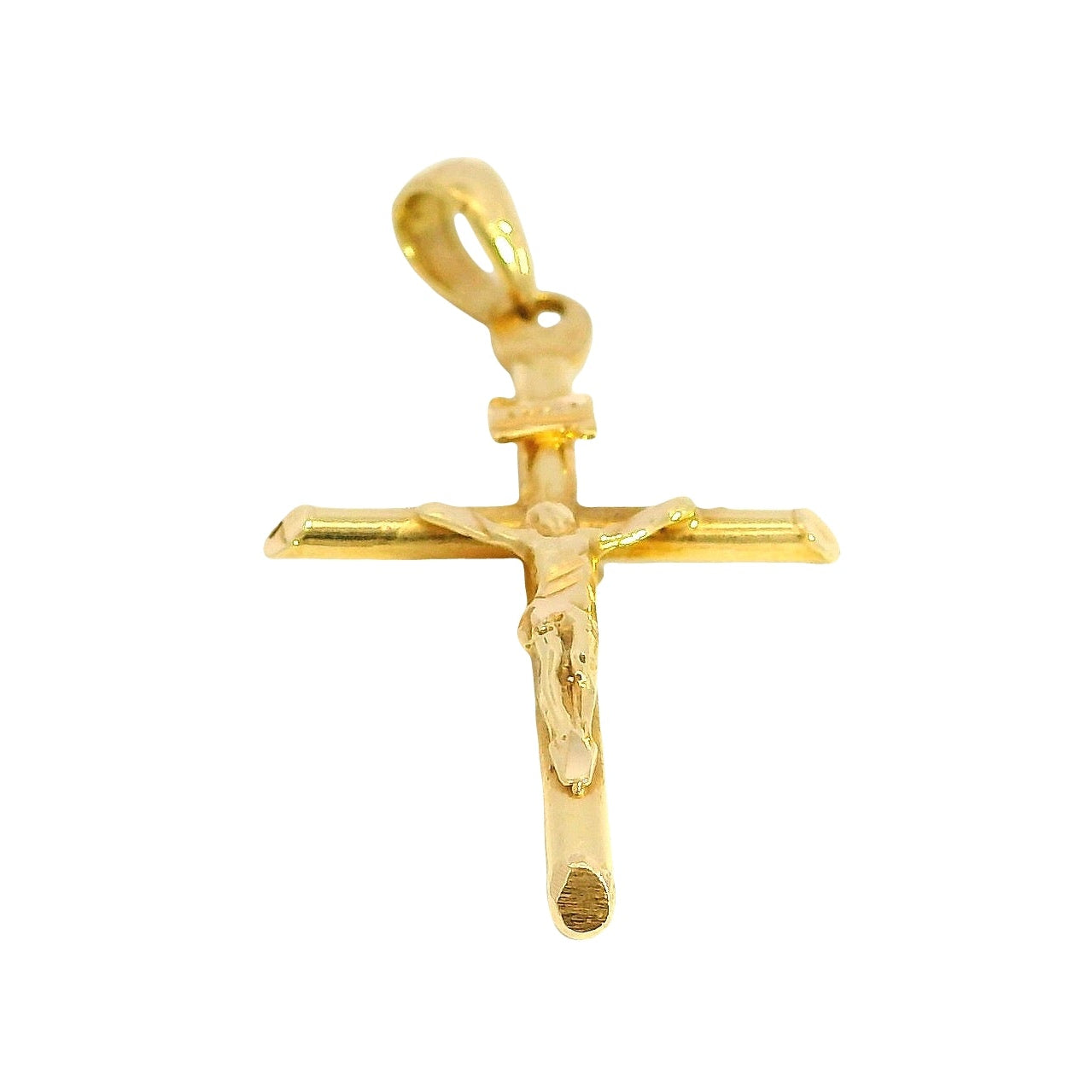 18k Yellow Gold Jesus Christ Crucifix Cross Pendant