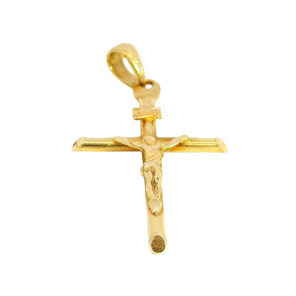 18k Yellow Gold Jesus Christ Crucifix Cross Pendant