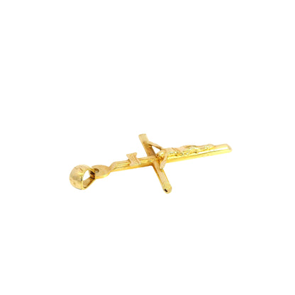 18k Yellow Gold Jesus Christ Crucifix Cross Pendant
