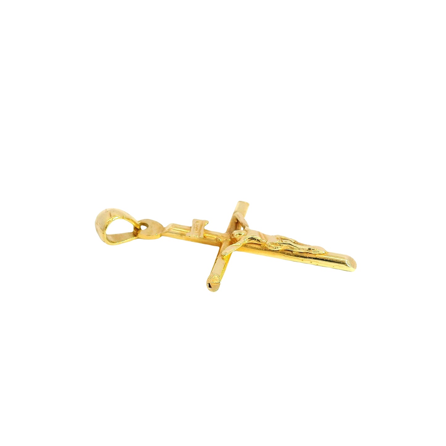 18k Yellow Gold Jesus Christ Crucifix Cross Pendant