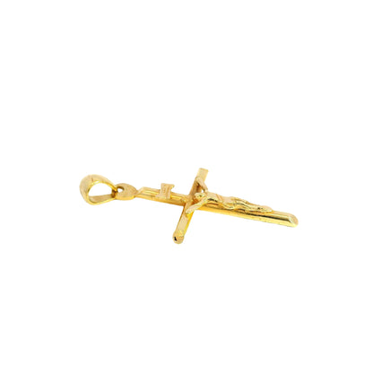 18k Yellow Gold Jesus Christ Crucifix Cross Pendant