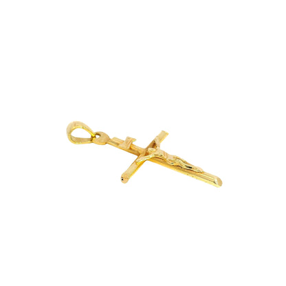 18k Yellow Gold Jesus Christ Crucifix Cross Pendant