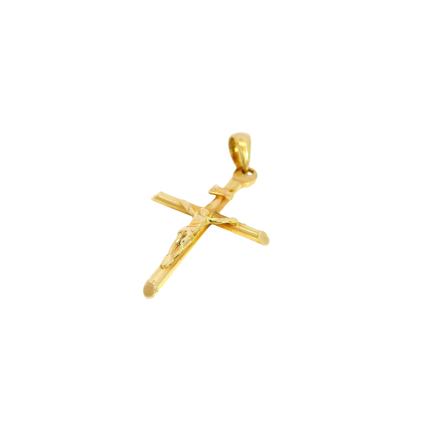 18k Yellow Gold Jesus Christ Crucifix Cross Pendant