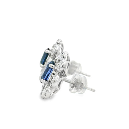 Platinum 1.83ct Sapphire and 0.39ct Round Brilliant Diamond Earrings