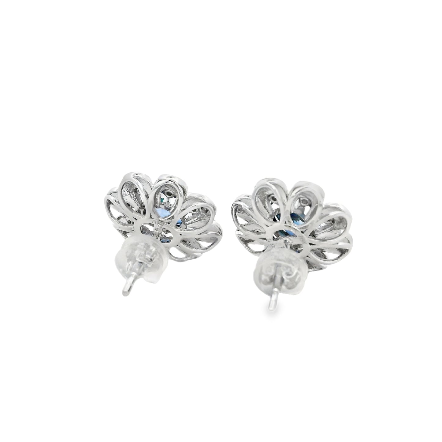 Platinum 1.83ct Sapphire and 0.39ct Round Brilliant Diamond Earrings