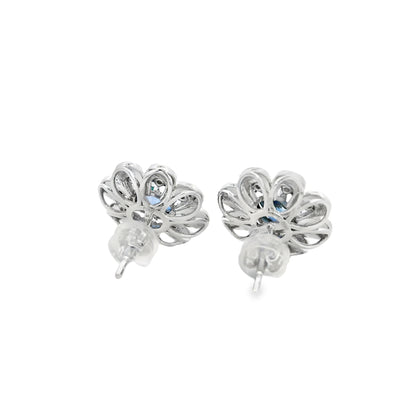 Platinum 1.83ct Sapphire and 0.39ct Round Brilliant Diamond Earrings