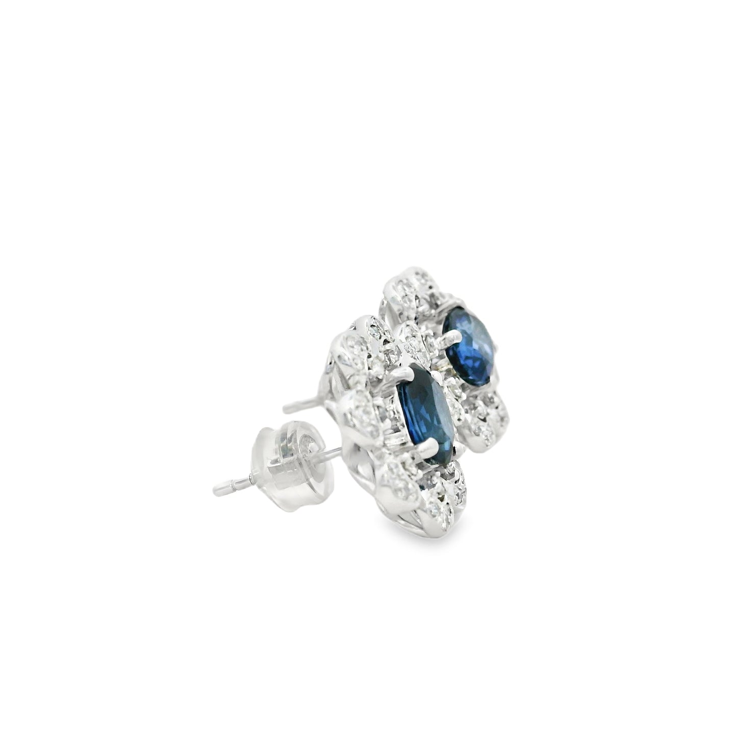Platinum 1.83ct Sapphire and 0.39ct Round Brilliant Diamond Earrings