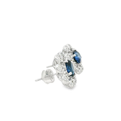 Platinum 1.83ct Sapphire and 0.39ct Round Brilliant Diamond Earrings