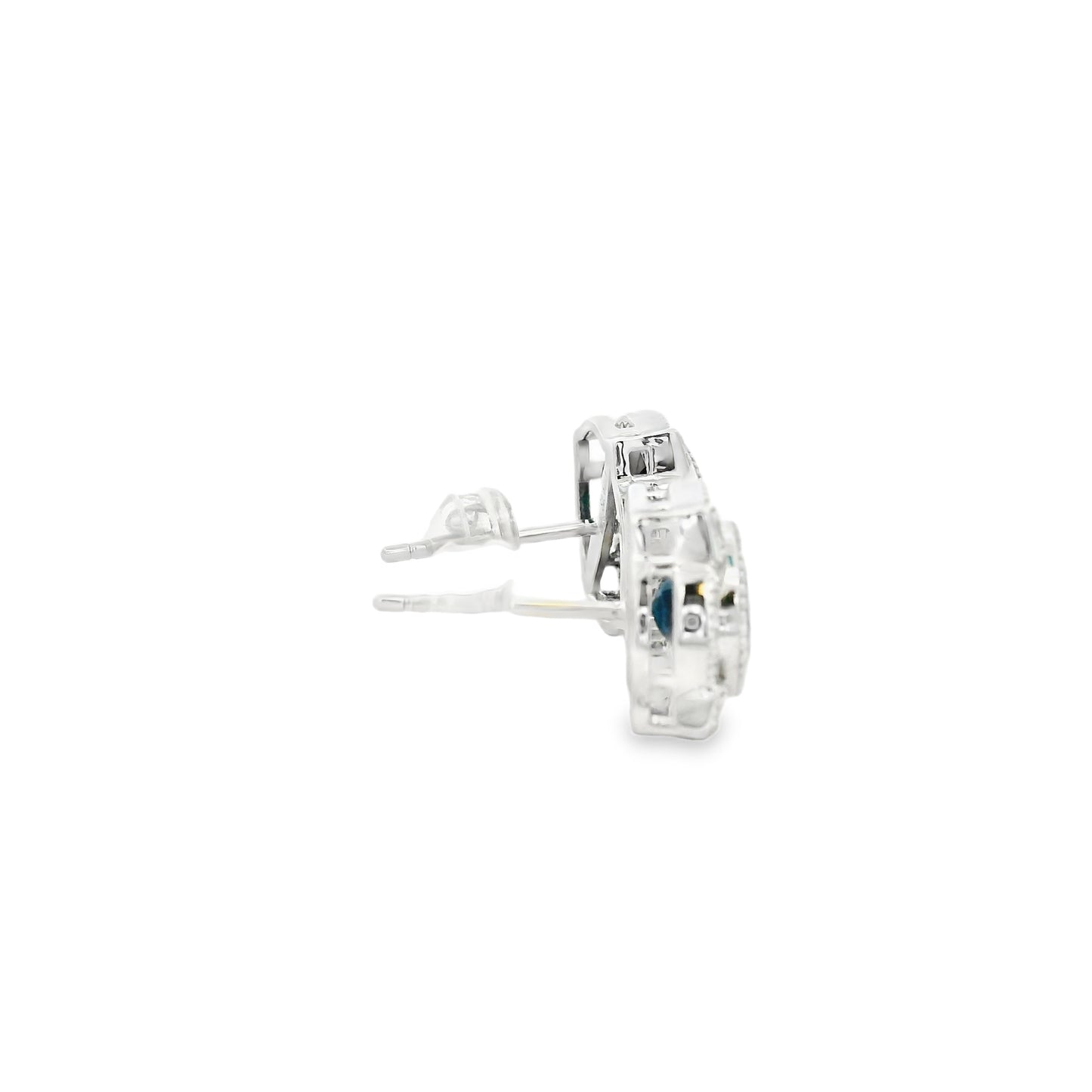 Platinum 2.21ct Sapphire and 0.30ct Round Brilliant Diamond Earrings