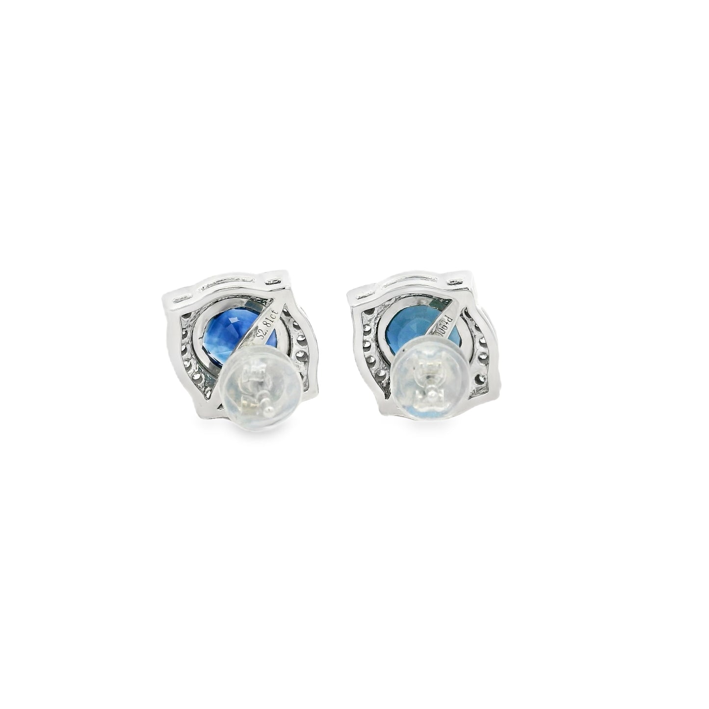 Platinum 2.21ct Sapphire and 0.30ct Round Brilliant Diamond Earrings