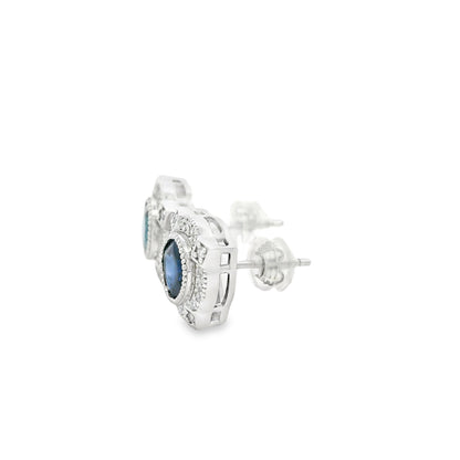 Platinum 2.21ct Sapphire and 0.30ct Round Brilliant Diamond Earrings