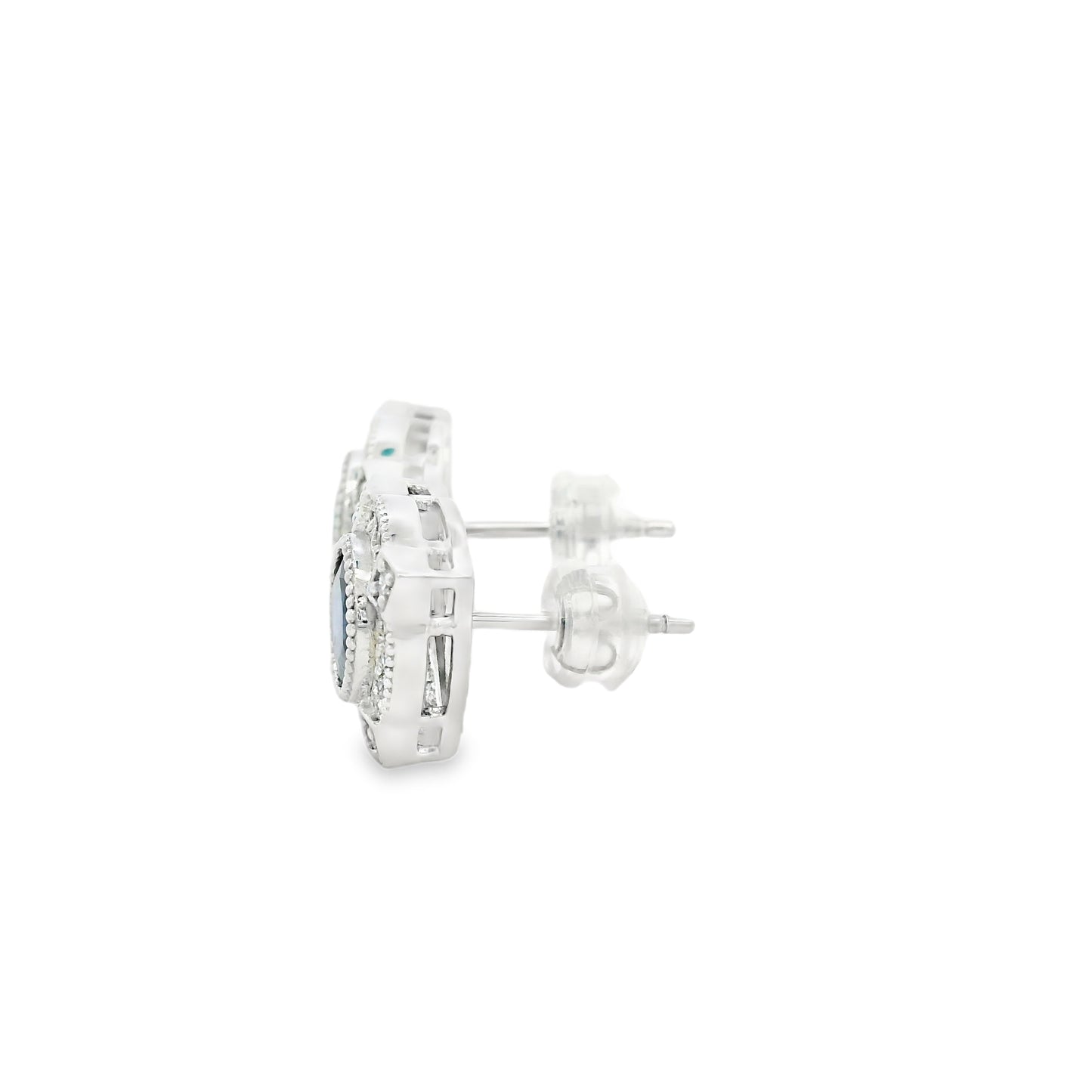 Platinum 2.21ct Sapphire and 0.30ct Round Brilliant Diamond Earrings