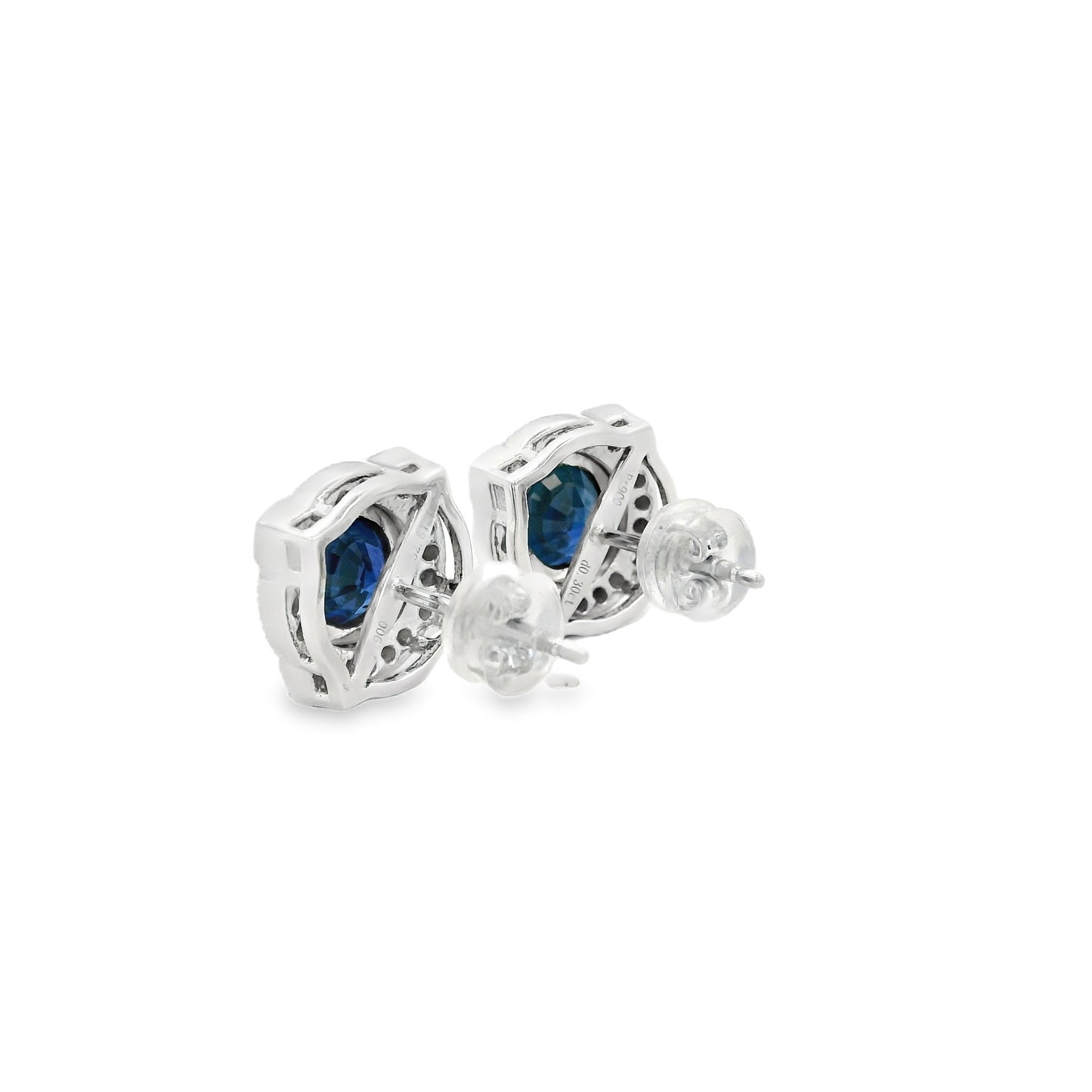 Platinum 2.21ct Sapphire and 0.30ct Round Brilliant Diamond Earrings