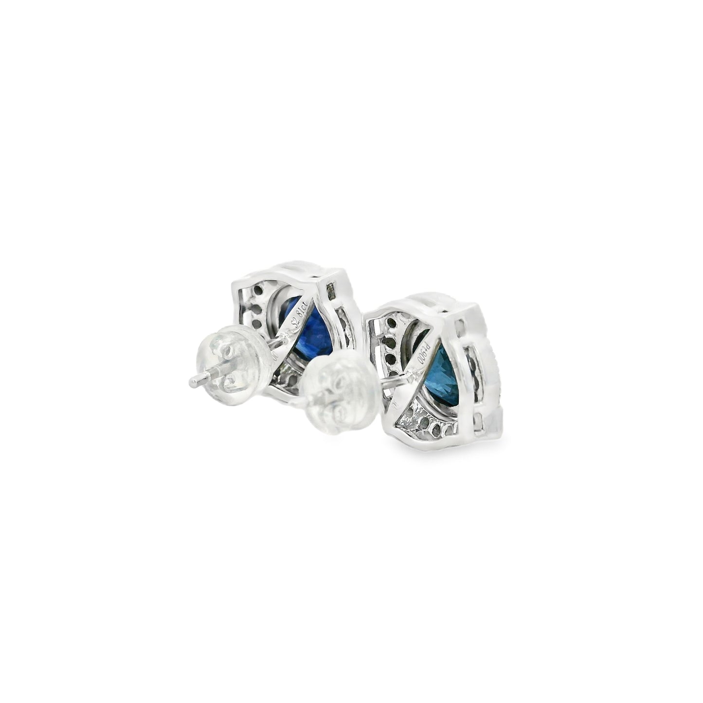 Platinum 2.21ct Sapphire and 0.30ct Round Brilliant Diamond Earrings