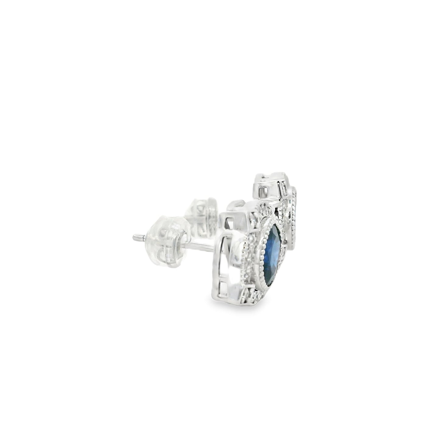 Platinum 2.21ct Sapphire and 0.30ct Round Brilliant Diamond Earrings