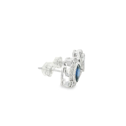 Platinum 2.21ct Sapphire and 0.30ct Round Brilliant Diamond Earrings