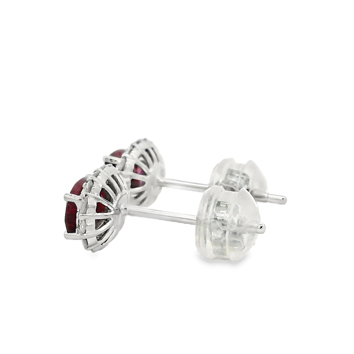 Platinum 1.24ct Ruby and 0.31ct Round Brilliant Diamond Earrings