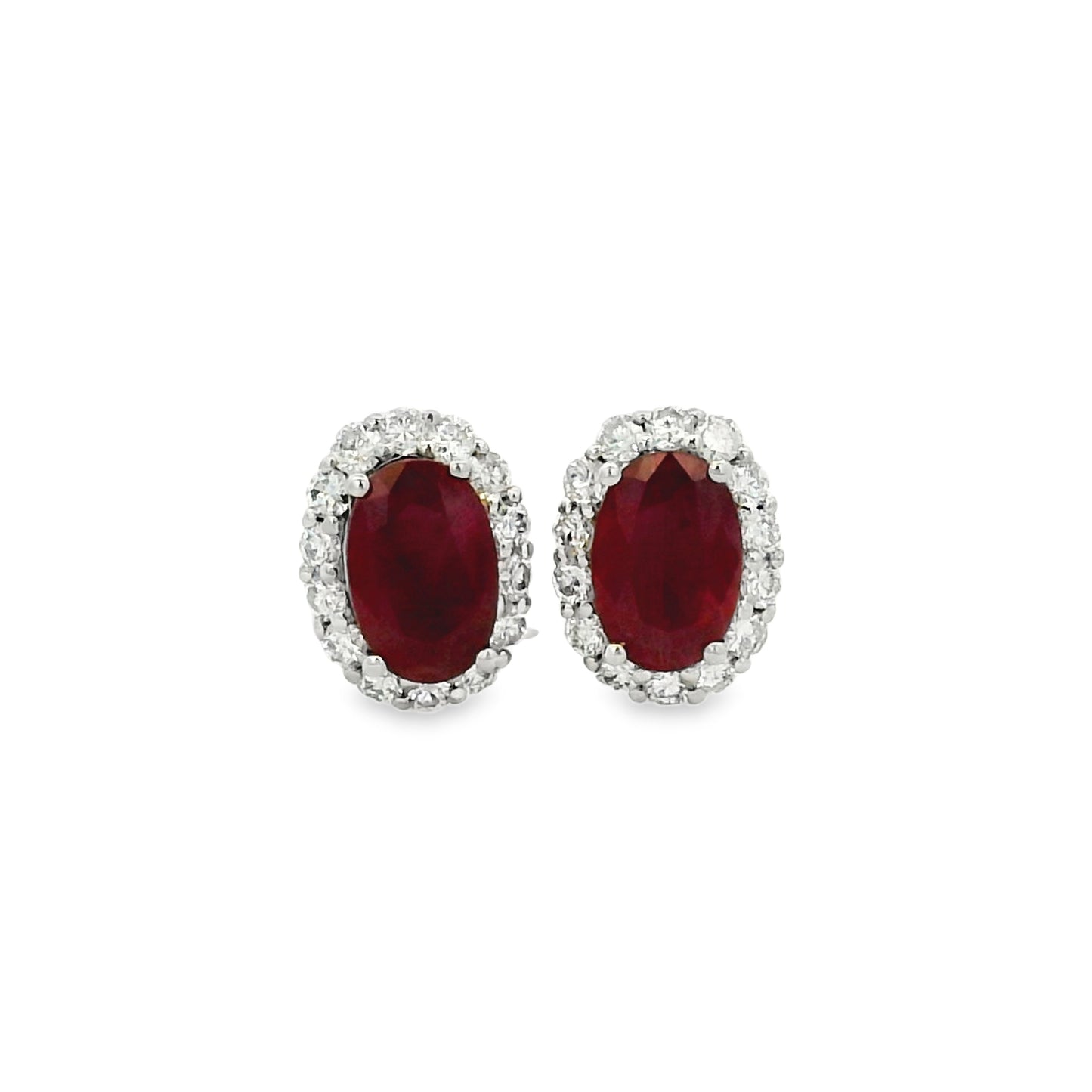Platinum 1.24ct Ruby and 0.31ct Round Brilliant Diamond Earrings