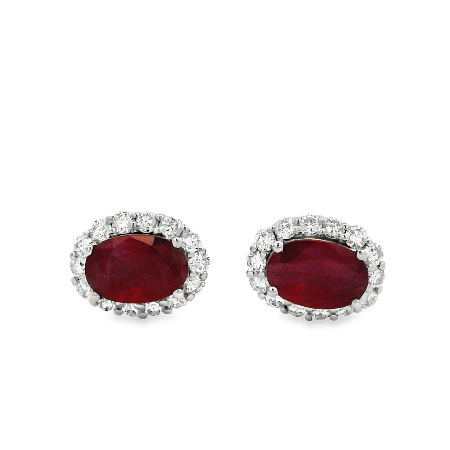 Platinum 1.24ct Ruby and 0.31ct Round Brilliant Diamond Earrings