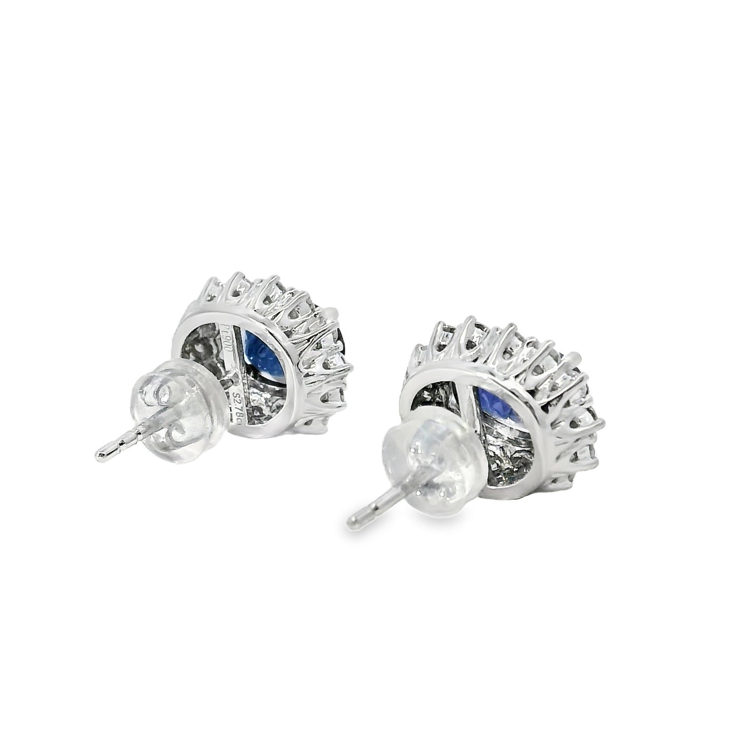 Platinum 2.78ct Sapphire and 0.53ct Round Brilliant Diamond Earrings