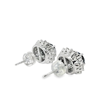 Platinum 2.78ct Sapphire and 0.53ct Round Brilliant Diamond Earrings