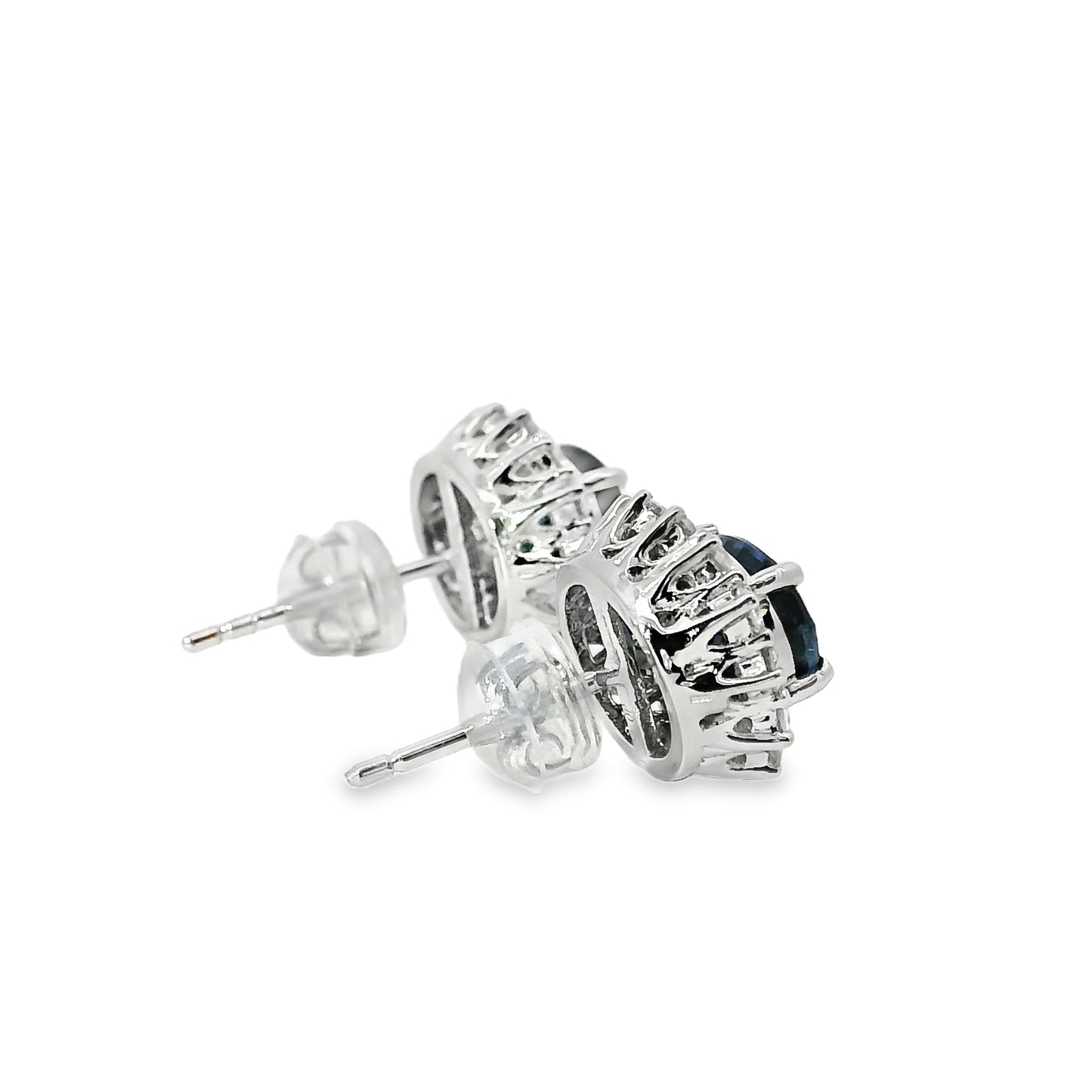 Platinum 2.78ct Sapphire and 0.53ct Round Brilliant Diamond Earrings