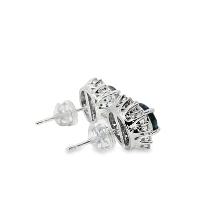Platinum 2.78ct Sapphire and 0.53ct Round Brilliant Diamond Earrings