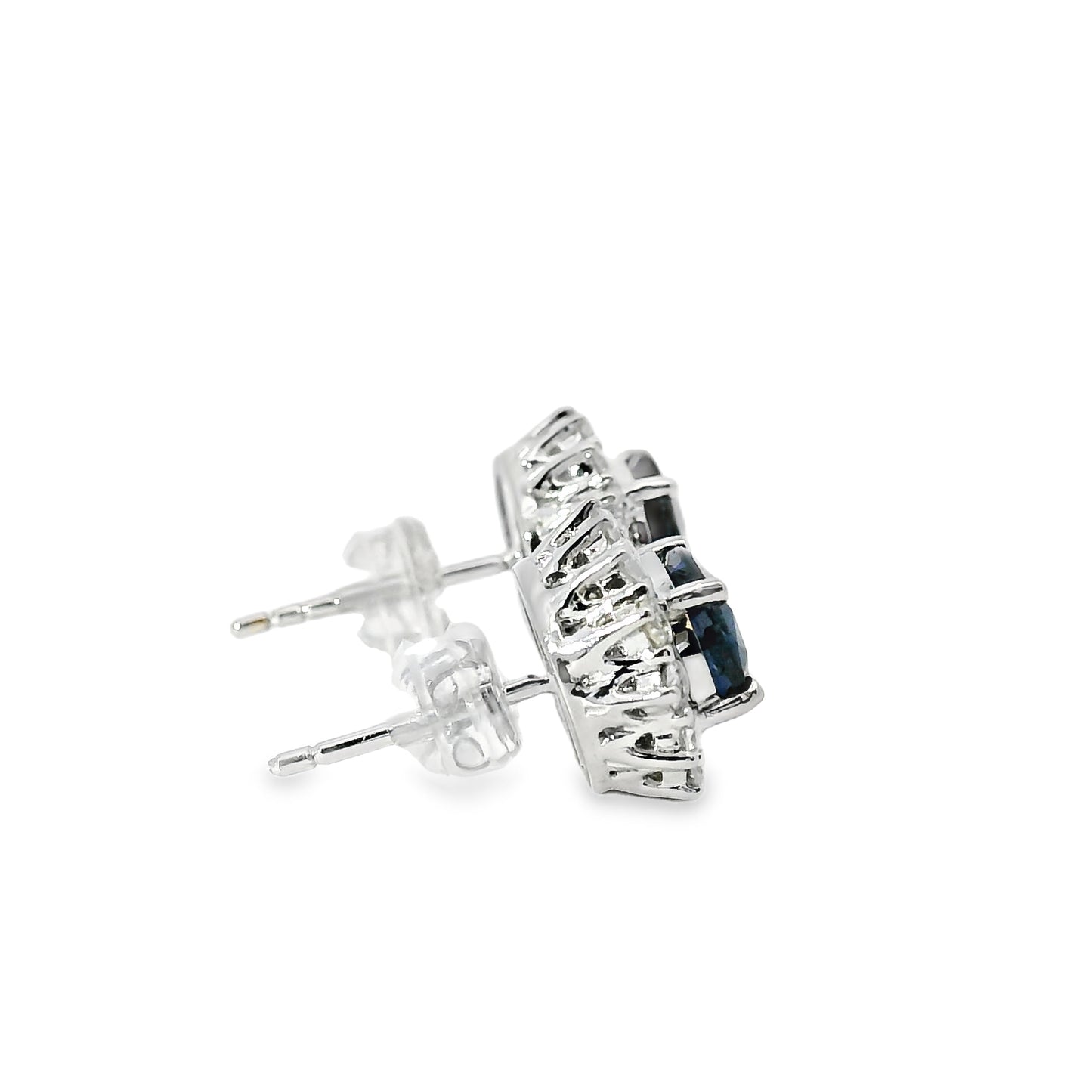 Platinum 2.78ct Sapphire and 0.53ct Round Brilliant Diamond Earrings
