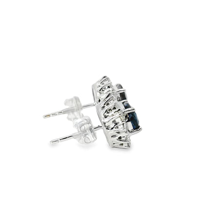 Platinum 2.78ct Sapphire and 0.53ct Round Brilliant Diamond Earrings